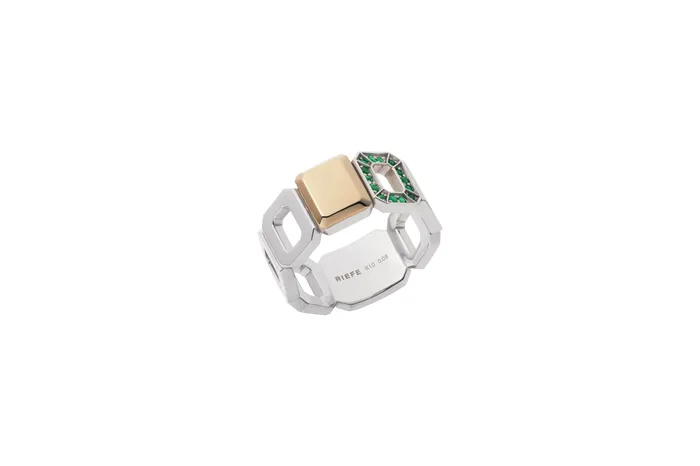 Earrings RIEFE Incomplete RingSV925 Yellow Gold Emerald