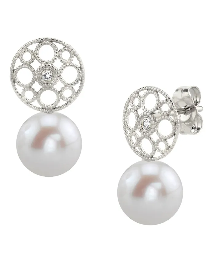 Earrings SPT Freshwater Pearl Diamond Faye Drop Earrings