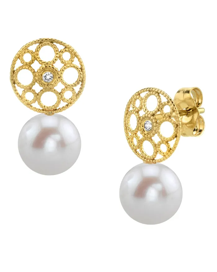 Earrings SPT Freshwater Pearl Diamond Faye Drop Earrings
