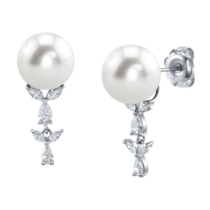 Earrings SPT White South Sea Pearl Diamond Kiara Earrings