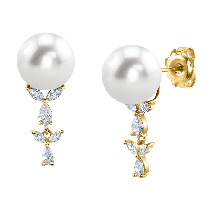 Earrings SPT White South Sea Pearl Diamond Kiara Earrings