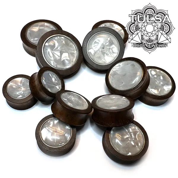 Earrings Tulsa Body Jewelry Walnut Pearl Inlay Plugs Earrings Tulsa Body Jewelry Walnut Pearl Inlay Plugs
