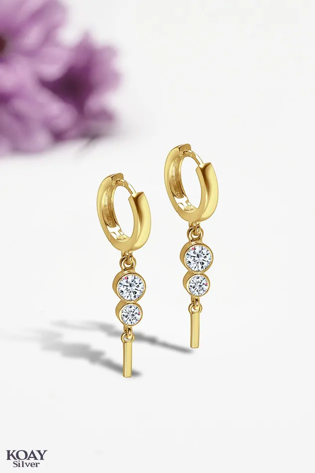 Earrings Zircon Hoop 022GP KOAY Silver Store