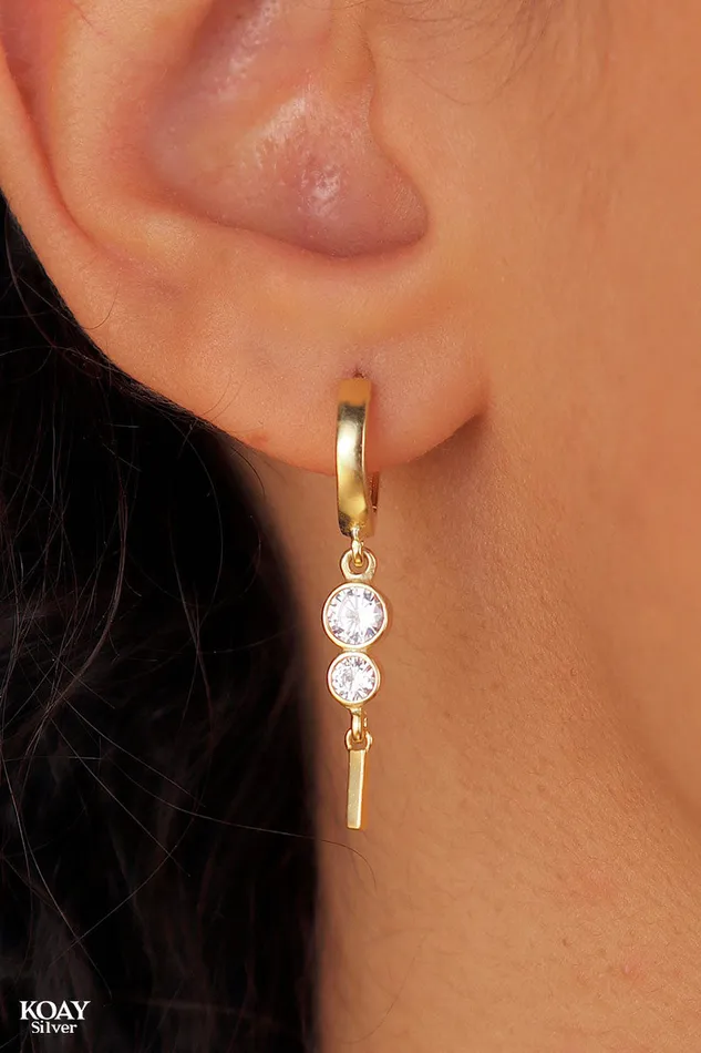Earrings Zircon Hoop 022GP KOAY Silver Store