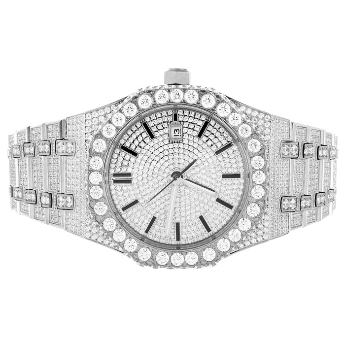 EMPIRE Moissanite Diamond Bezel White Gold Tone Watch Rings
