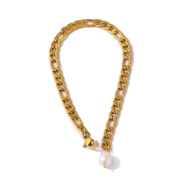Figaro Chain Natural Pearl Anklet Mabel Love Co Necklaces
