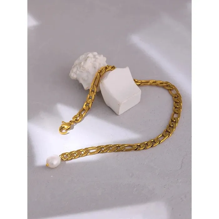 Figaro Chain Natural Pearl Anklet Mabel Love Co Necklaces
