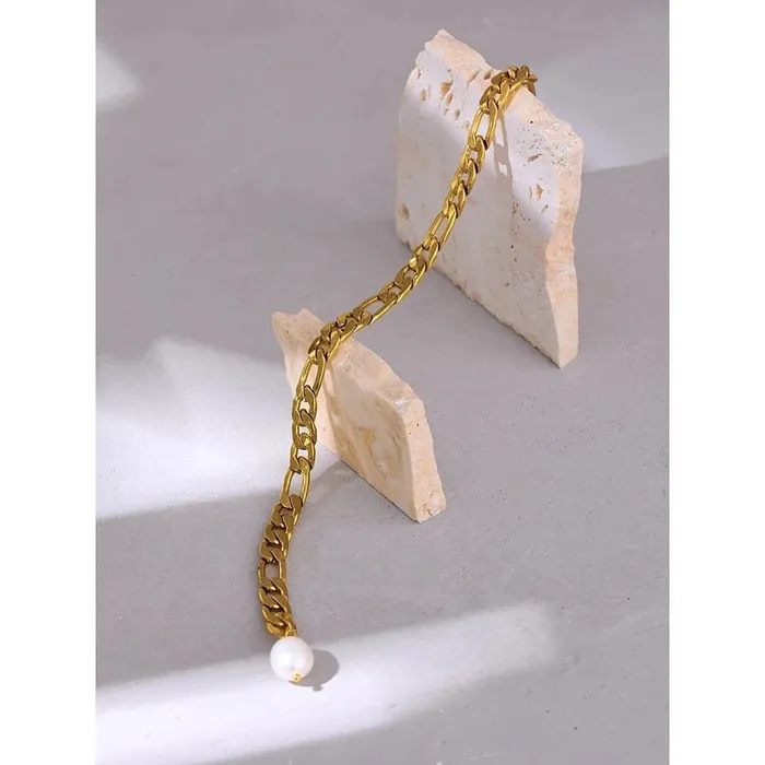 Figaro Chain Natural Pearl Anklet Mabel Love Co Necklaces