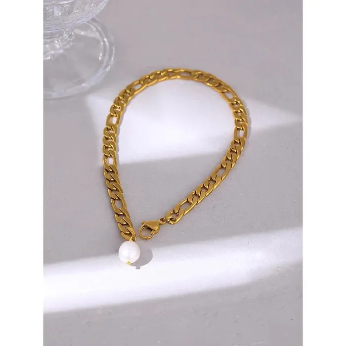 Figaro Chain Natural Pearl Anklet Mabel Love Co Necklaces
