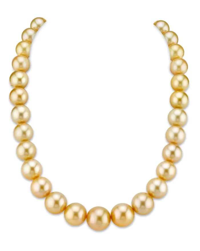 Golden South Sea Pearl Necklace 130150mm AAAA Quality SPT Necklaces