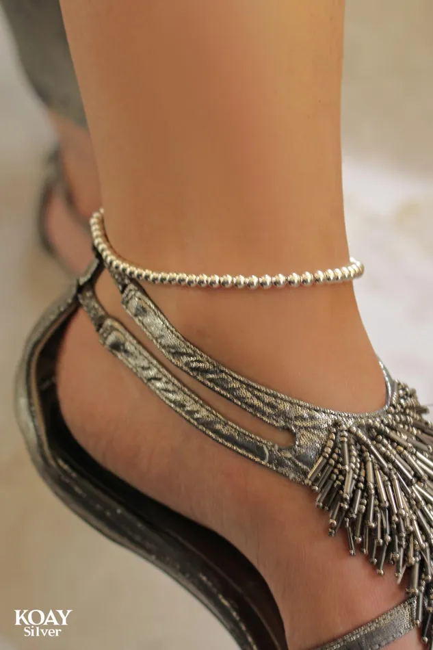KOAY Rings Silver Balls Anklet