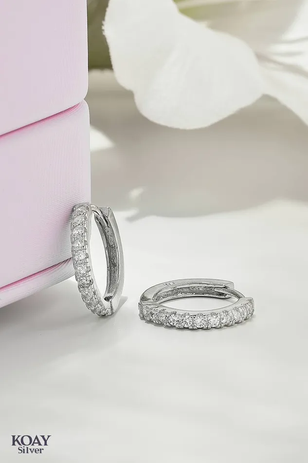 KOAY Silver Store Earrings Zircon Hoop Large Earring