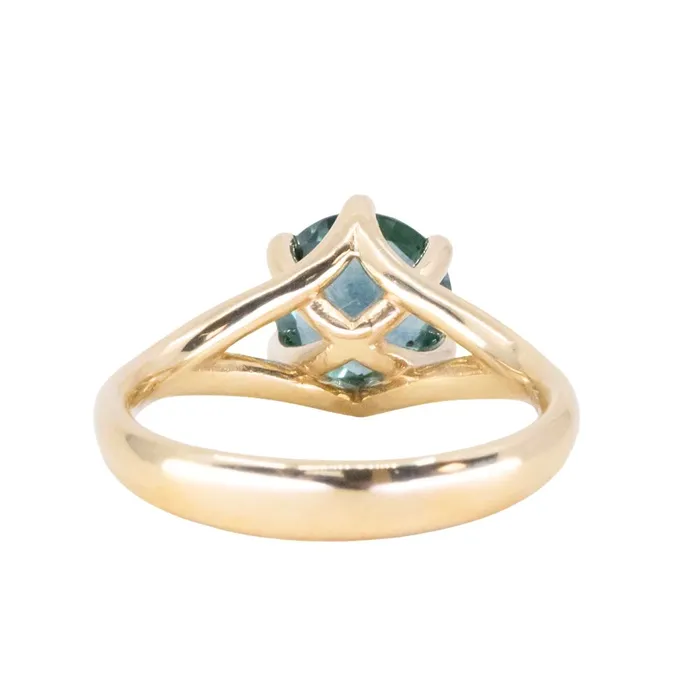 Lewis Clark Sapphires PreStyled Sets 193ct Ocean Blue Teal Montana Sapphire Low Profile Six Prong Split Shank Solitaire in 18k Yellow Gold
