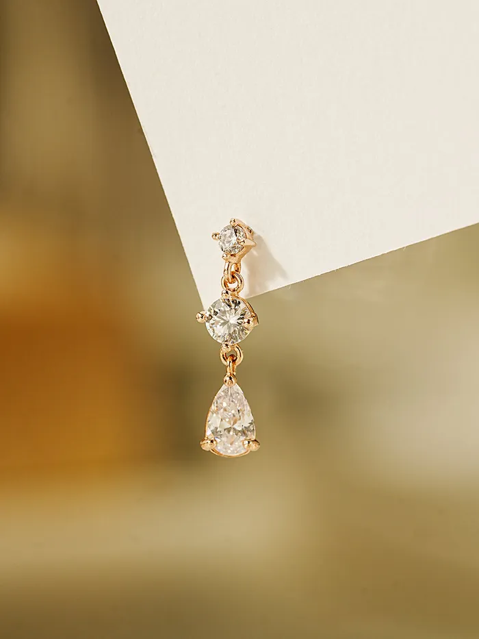 MinimalBijoux 14K Gold Glass Cubic Drop Cartilage Earring 20G Earrings