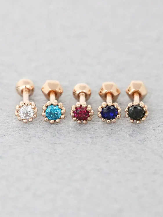 MinimalBijoux 14K gold Mini Cubic cartilage earring 18g16g Earrings