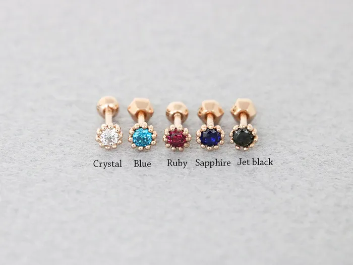 MinimalBijoux 14K gold Mini Cubic cartilage earring 18g16g Earrings
