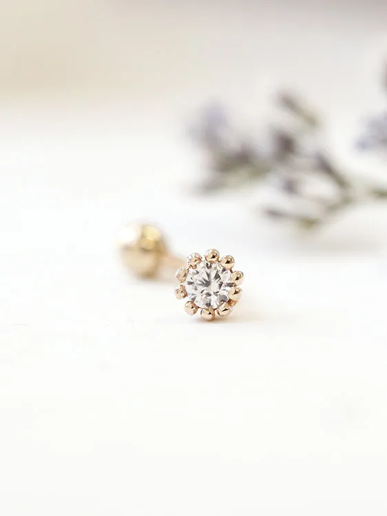MinimalBijoux 14K gold Mini Cubic cartilage earring 18g16g Earrings