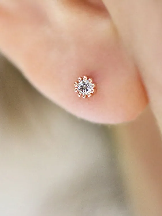 MinimalBijoux 14K gold Mini Cubic cartilage earring 18g16g Earrings