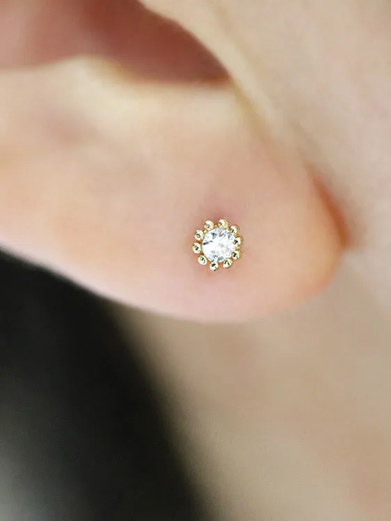 MinimalBijoux 14K gold Mini Cubic cartilage earring 18g16g Earrings