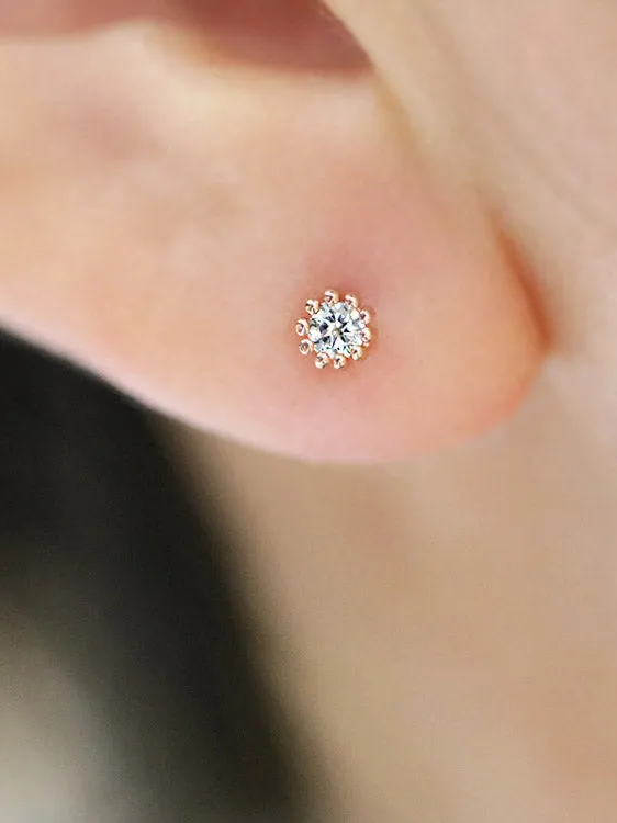 MinimalBijoux 14K gold Mini Cubic cartilage earring 18g16g Earrings