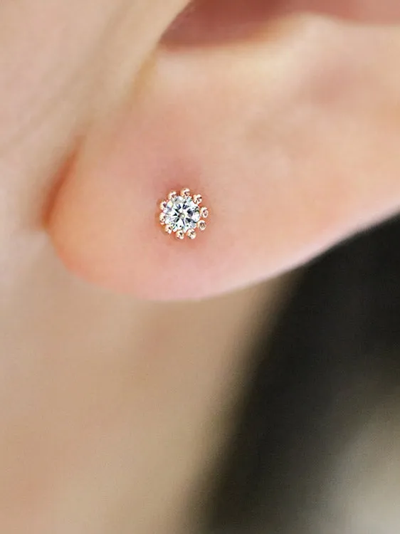 MinimalBijoux 14K gold Mini Cubic cartilage earring 18g16g Earrings