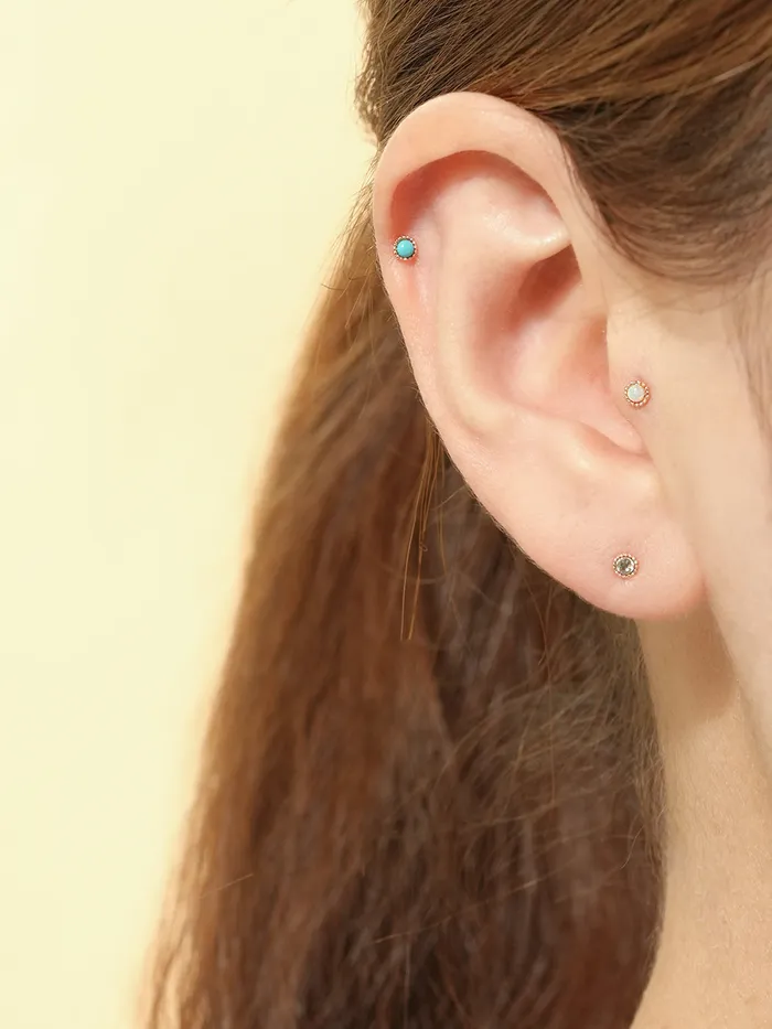 MinimalBijoux 14K Gold Opal CZ Hemisphere Cartilage Earring 20G18G16G Earrings