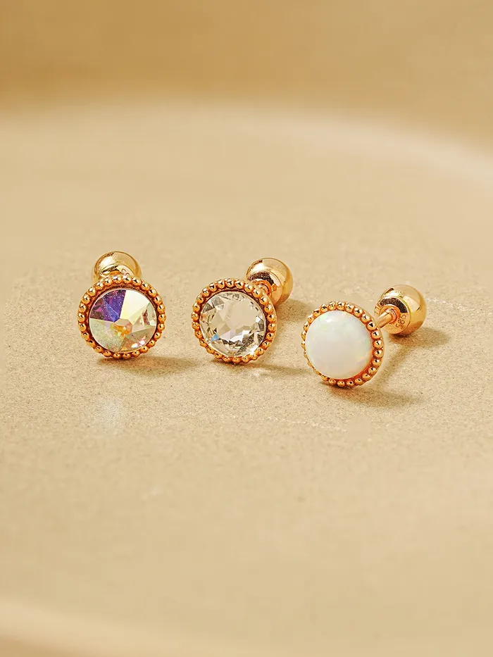 MinimalBijoux 14K Gold Opal CZ Hemisphere Cartilage Earring 20G18G16G Earrings
