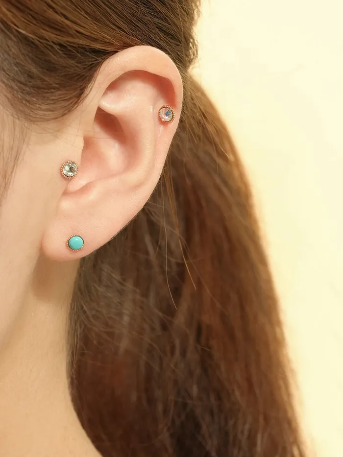 MinimalBijoux 14K Gold Opal CZ Hemisphere Cartilage Earring 20G18G16G Earrings
