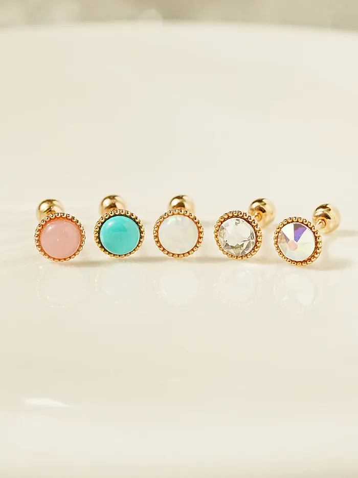 MinimalBijoux 14K Gold Opal CZ Hemisphere Cartilage Earring 20G18G16G Earrings