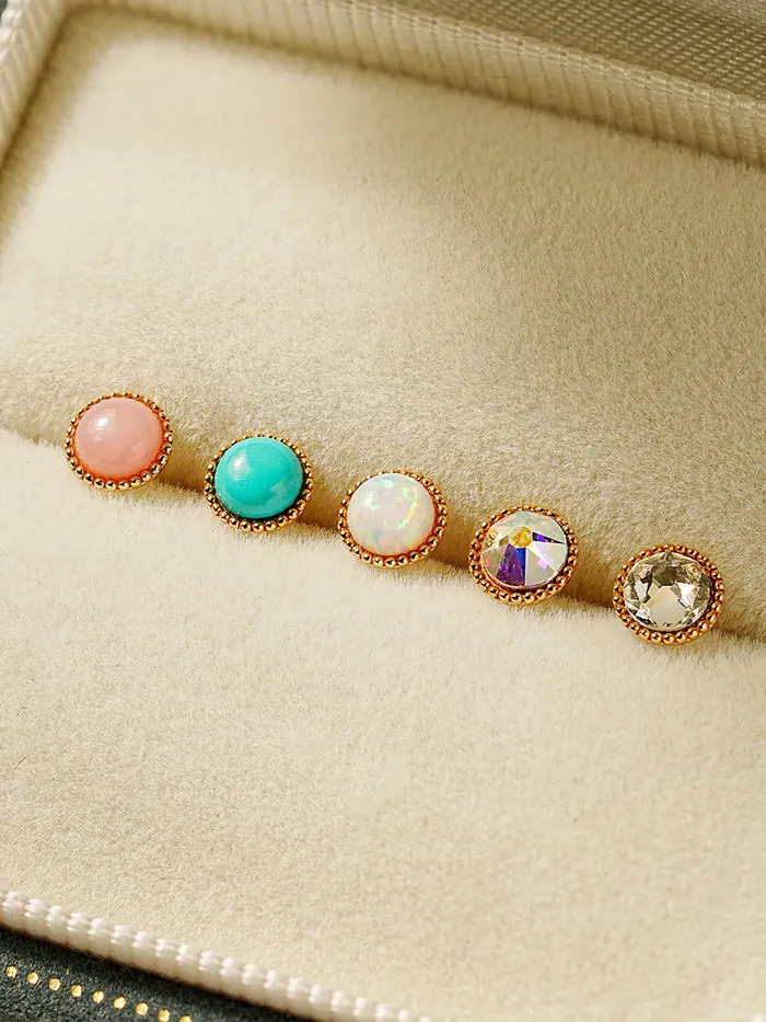MinimalBijoux 14K Gold Opal CZ Hemisphere Cartilage Earring 20G18G16G Earrings