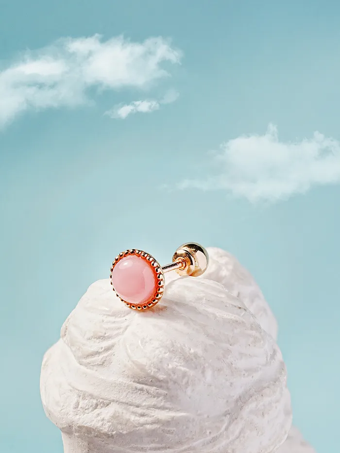 MinimalBijoux 14K Gold Opal CZ Hemisphere Cartilage Earring 20G18G16G Earrings