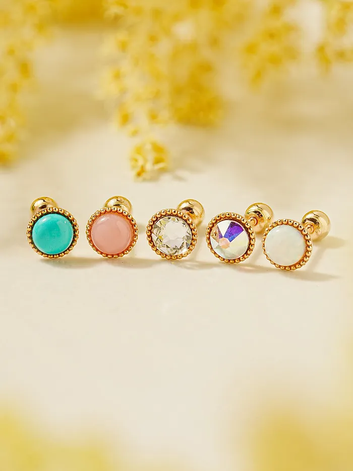 MinimalBijoux 14K Gold Opal CZ Hemisphere Cartilage Earring 20G18G16G Earrings