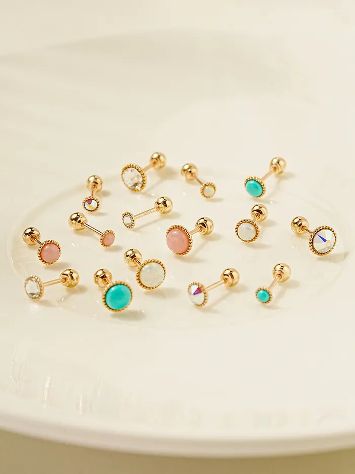MinimalBijoux 14K Gold Opal CZ Hemisphere Cartilage Earring 20G18G16G Earrings