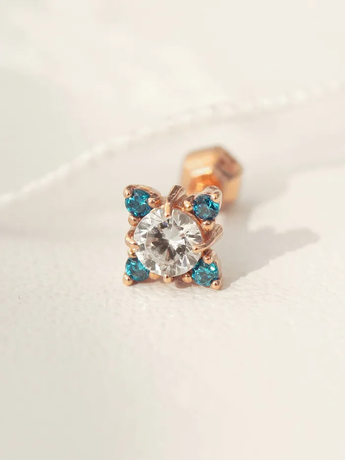 MinimalBijoux 14K Gold Point Blue cartilage earring 18g16g Earrings