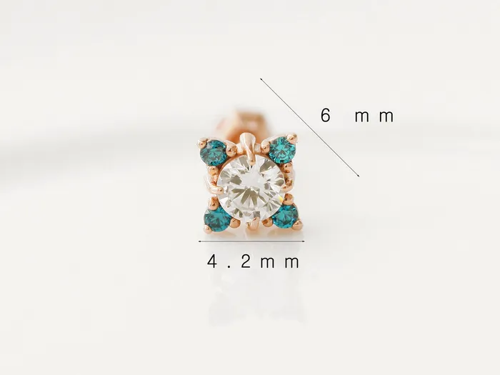 MinimalBijoux 14K Gold Point Blue cartilage earring 18g16g Earrings