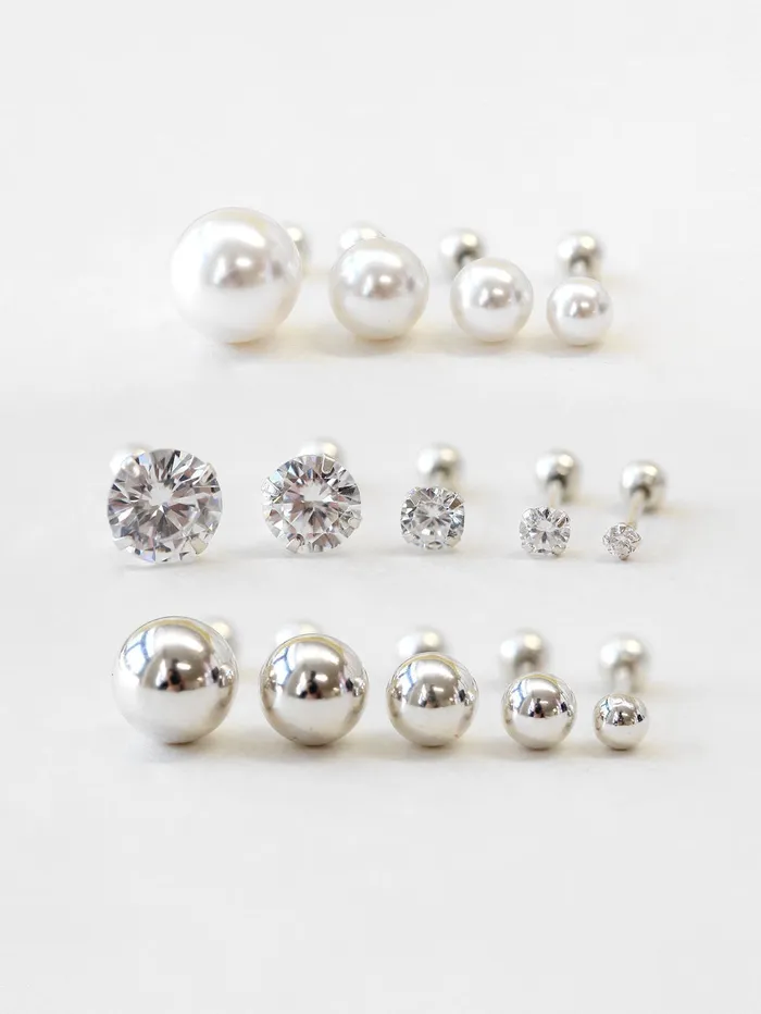 MinimalBijoux 925 silver Ball CZ Pearl cartilage earring 20g Earrings