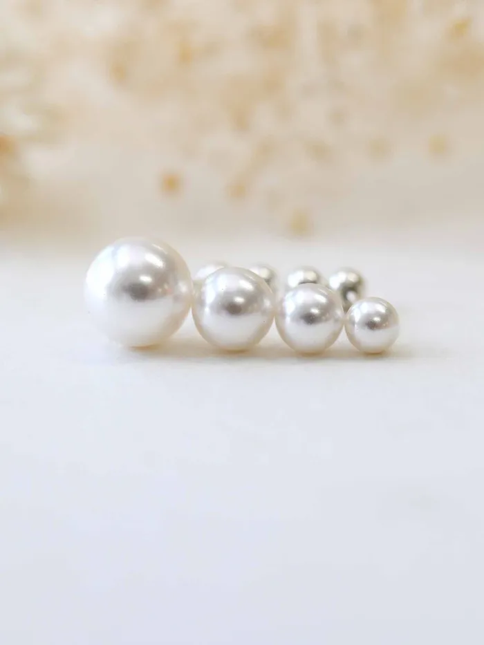 MinimalBijoux 925 silver Ball CZ Pearl cartilage earring 20g Earrings