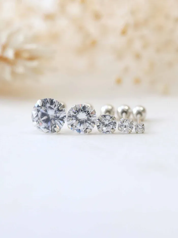 MinimalBijoux 925 silver Ball CZ Pearl cartilage earring 20g Earrings