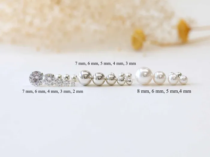 MinimalBijoux 925 silver Ball CZ Pearl cartilage earring 20g Earrings