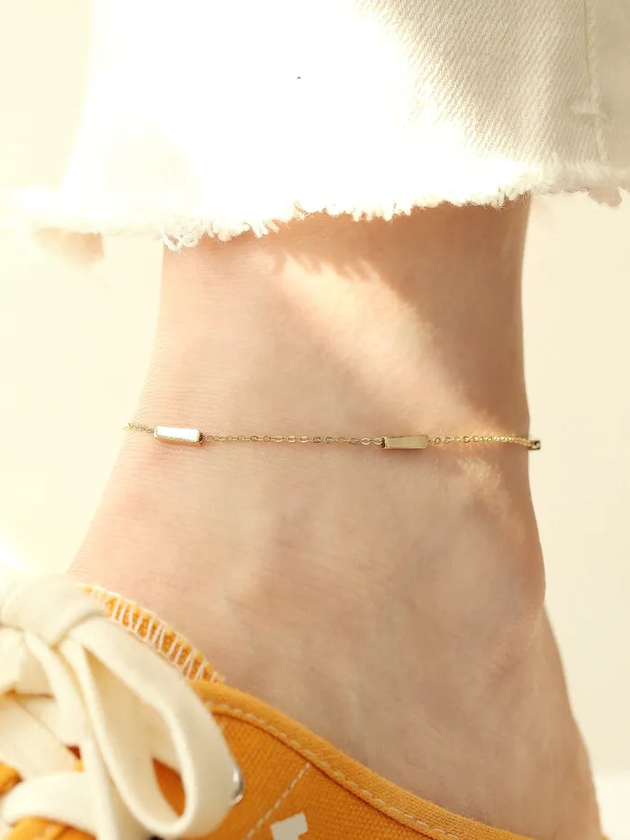 MinimalBijoux Bracelets 14K 18K Gold Volume Square Stick Anklet Bracelet