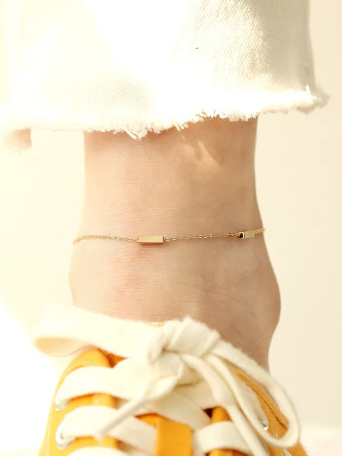 MinimalBijoux Bracelets 14K 18K Gold Volume Square Stick Anklet Bracelet