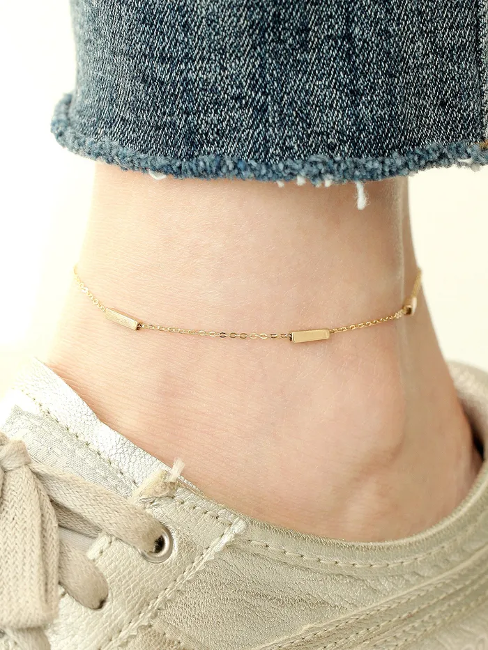 MinimalBijoux Bracelets 14K 18K Gold Volume Square Stick Anklet Bracelet