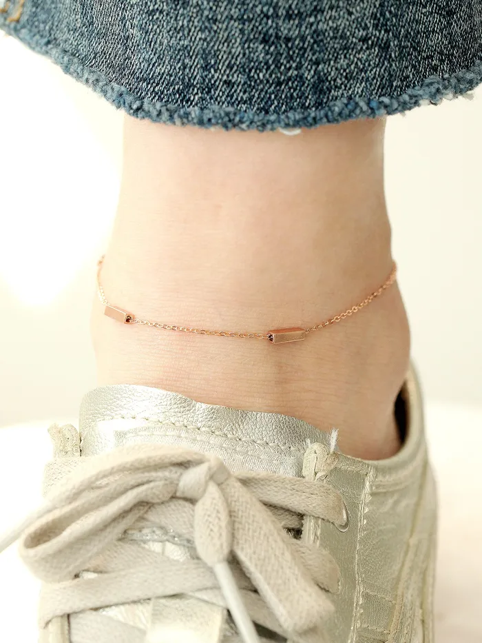 MinimalBijoux Bracelets 14K 18K Gold Volume Square Stick Anklet Bracelet