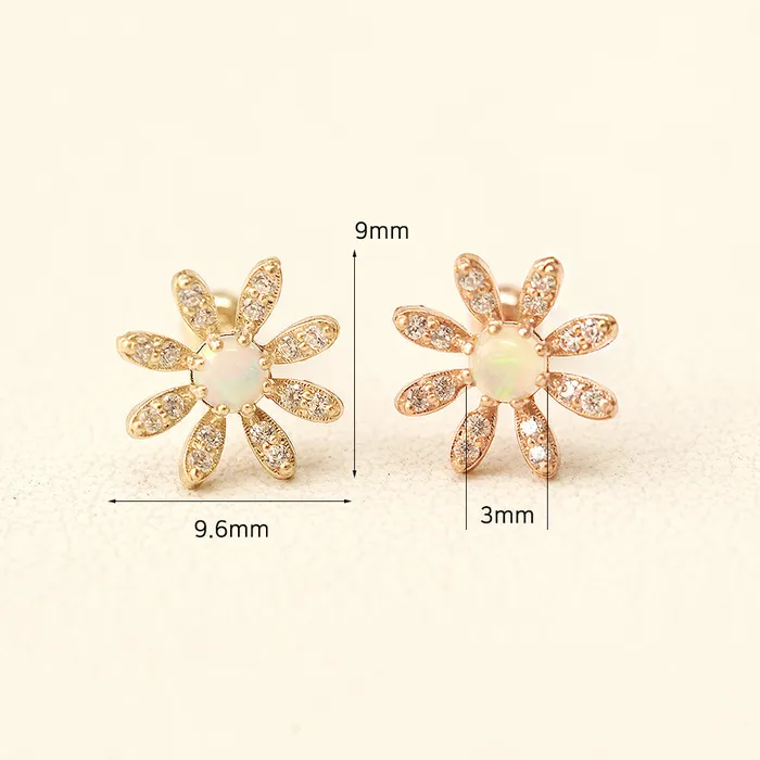 MinimalBijoux Earrings 14K Gold Opal Turquoise Daisy Cartilage Earring 20G18G16G