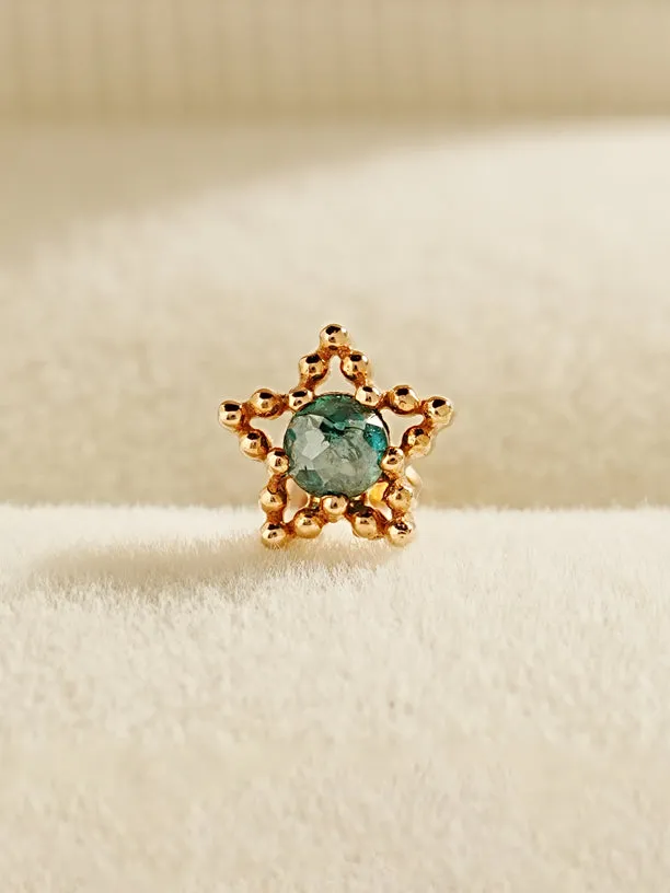 MinimalBijoux Earrings 14K Gold Rough Diamond Dotted Star Cartilage Earring 18G