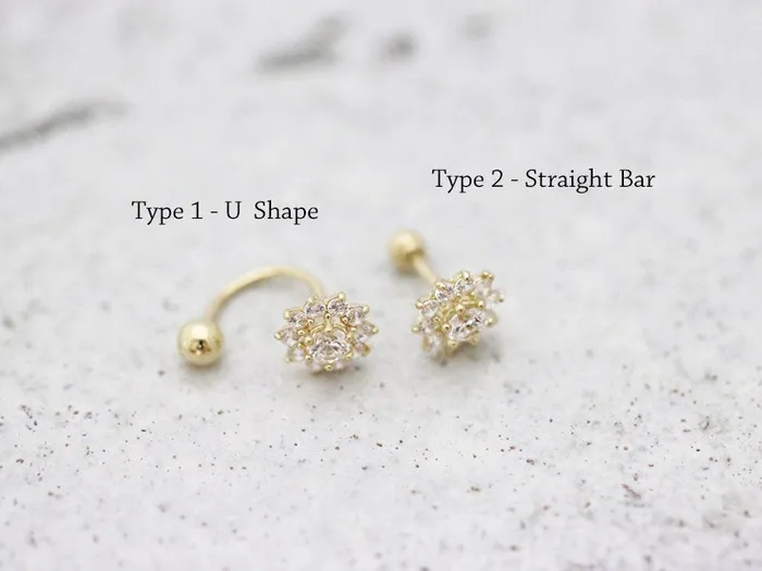 MinimalBijoux Earrings 14K Gold Sun Flower Tragus Piercing 18G16G