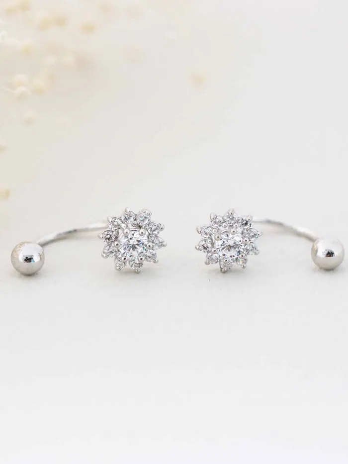 MinimalBijoux Earrings 14K Gold Sun Flower Tragus Piercing 18G16G