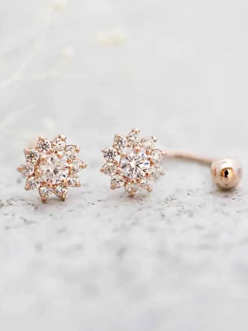 MinimalBijoux Earrings 14K Gold Sun Flower Tragus Piercing 18G16G