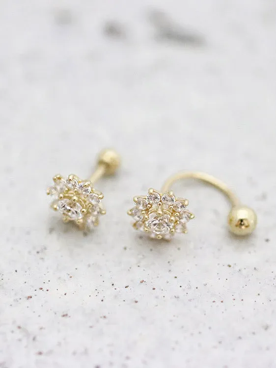 MinimalBijoux Earrings 14K Gold Sun Flower Tragus Piercing 18G16G