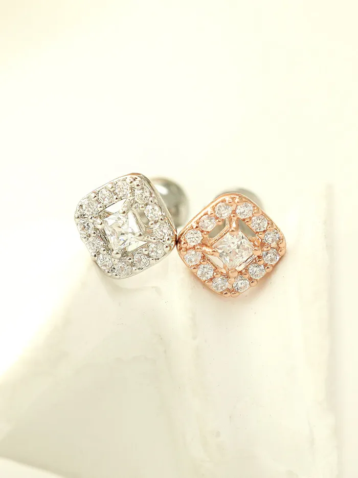 MinimalBijoux Earrings Classic Square CZ Stud Piercing